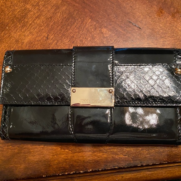Jimmy Choo black patent leather wallet made in Italy perfect - Picture 2 of 6